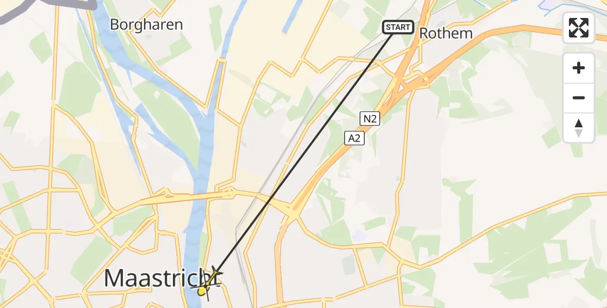 Routekaart van de vlucht: Politieheli naar Maastricht, Sint Maartenslaan