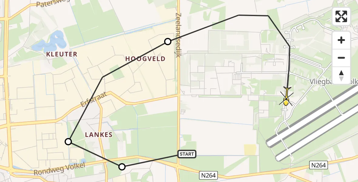 Routekaart van de vlucht: Lifeliner 3 naar Vliegbasis Volkel, Linie