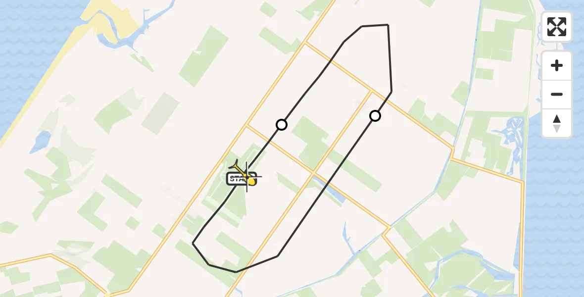 Routekaart van de vlucht: Kustwachthelikopter naar Texel International Airport, Muyweg