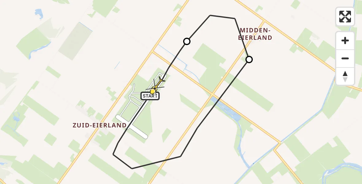 Routekaart van de vlucht: Kustwachthelikopter naar Texel International Airport, Muyweg