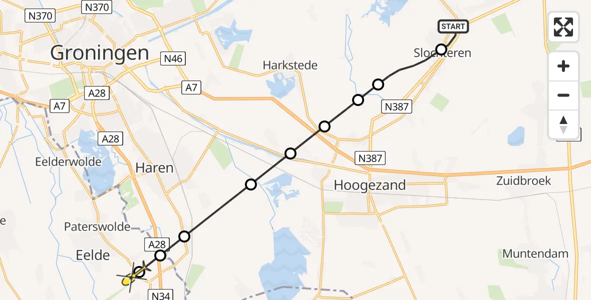 Routekaart van de vlucht: Lifeliner 4 naar Groningen Airport Eelde, Hoofdweg