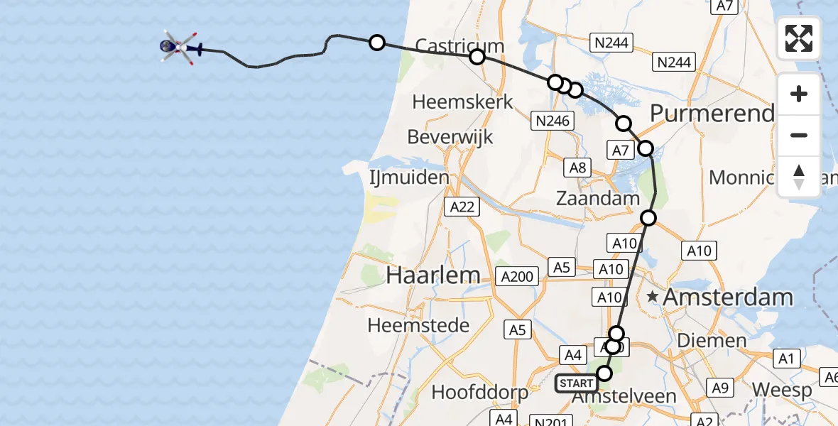 Vluchtroute Politiehelikopter Schiphol - , 15 februari 2024, 19:44