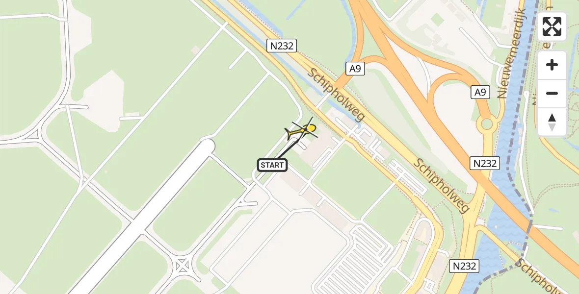 Routekaart van de vlucht: Politiehelikopter naar Schiphol, Loevesteinse Randweg