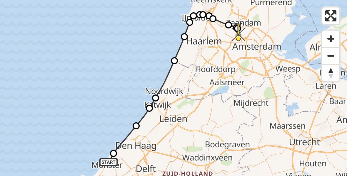 Routekaart van de vlucht: Lifeliner 1 naar Amsterdam Heliport, Polanenduin