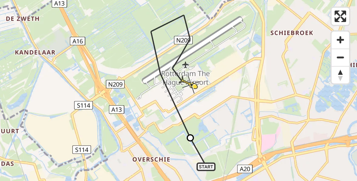 Routekaart van de vlucht: Lifeliner 2 naar Rotterdam The Hague Airport, Arlandabaan Platformzijde