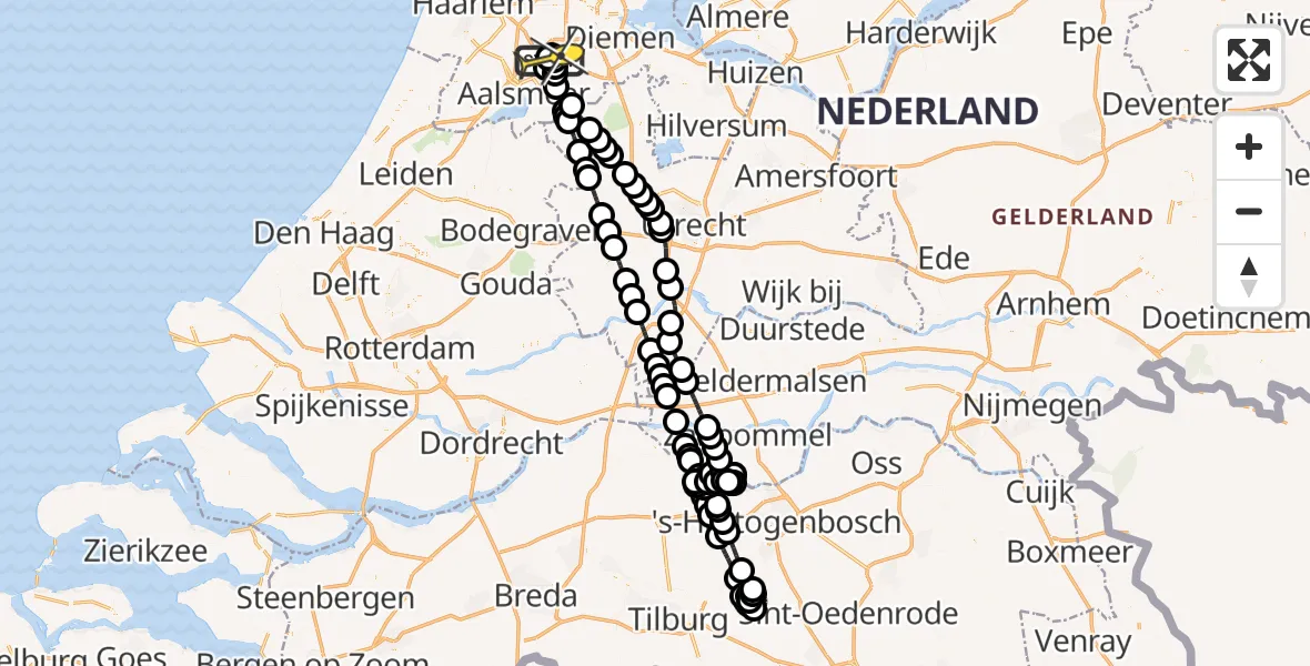 Routekaart van de vlucht: Politieheli naar Schiphol, Westerkimweg