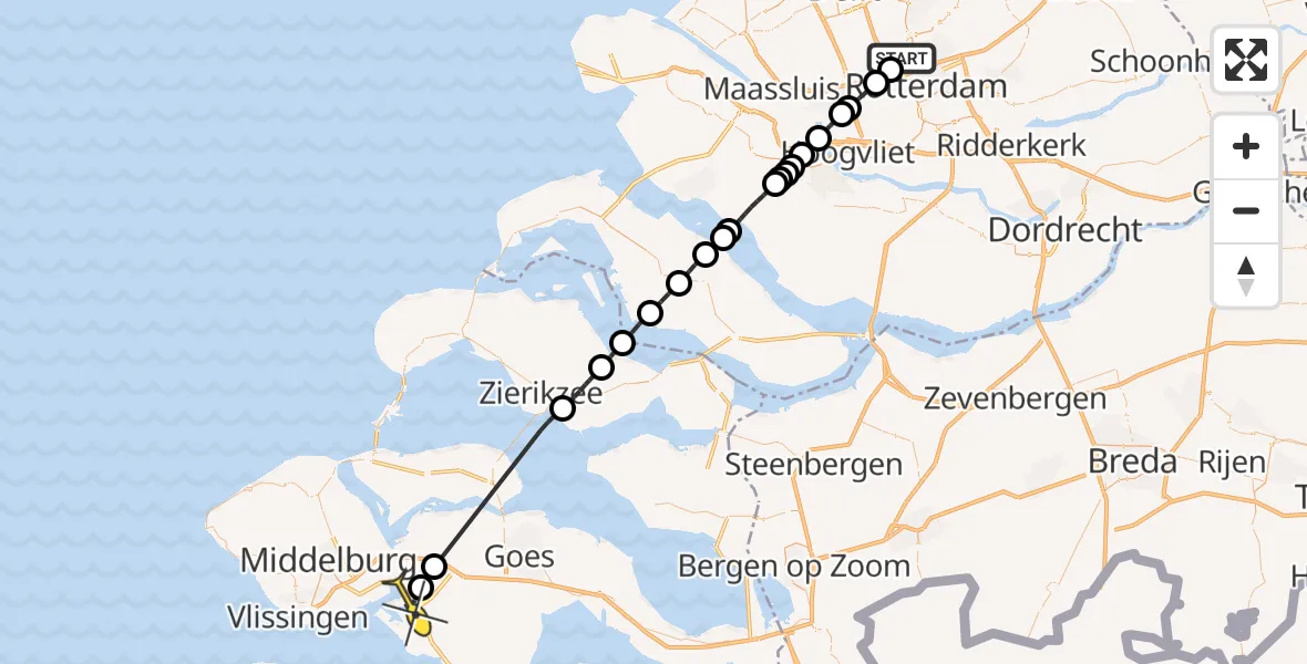 Routekaart van de vlucht: Lifeliner 2 naar Nieuwdorp, Van der Duijn van Maasdamweg