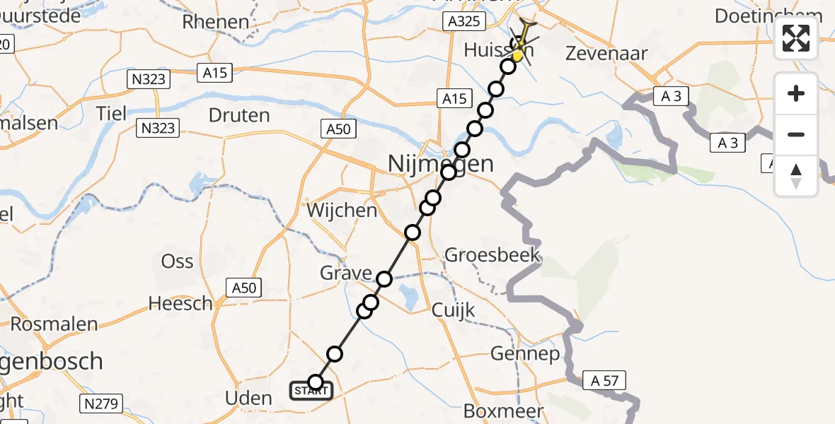 Routekaart van de vlucht: Lifeliner 3 naar Westervoort, Trentsedijk