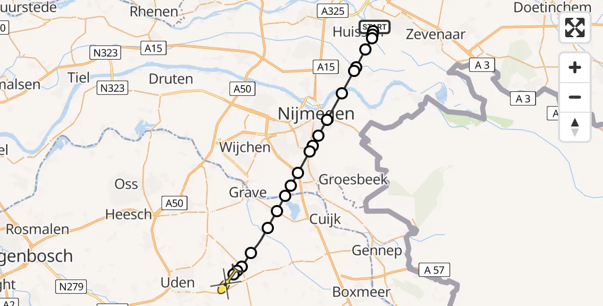 Routekaart van de vlucht: Lifeliner 3 naar Vliegbasis Volkel, Het Geerken