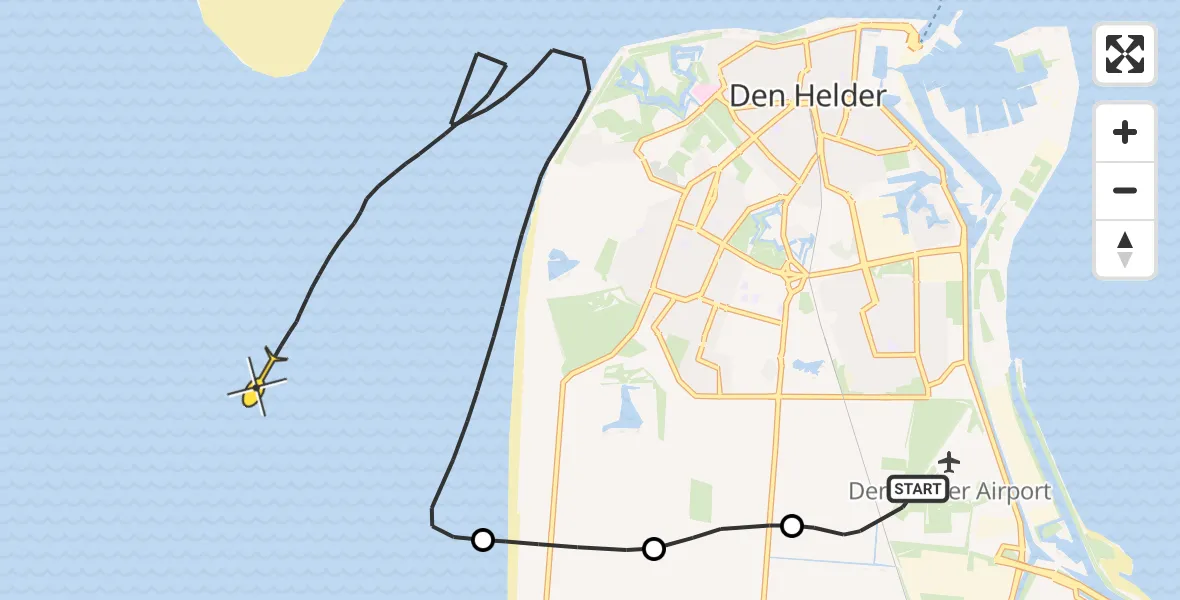 Routekaart van de vlucht: Kustwachthelikopter naar Den Helder, De Garst