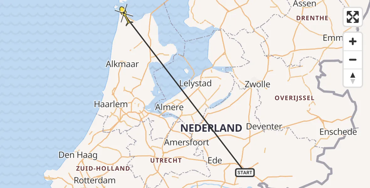 Routekaart van de vlucht: Traumahelikopter naar Vliegveld De Kooy, Luchthavenweg