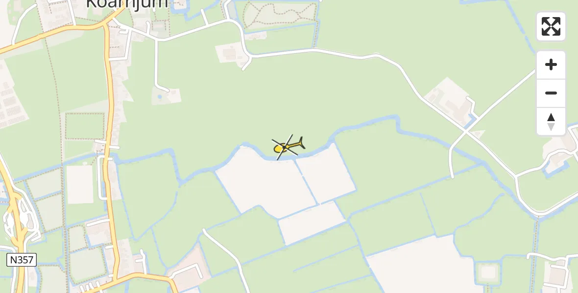 Routekaart van de vlucht: Ambulancehelikopter naar Koarnjum