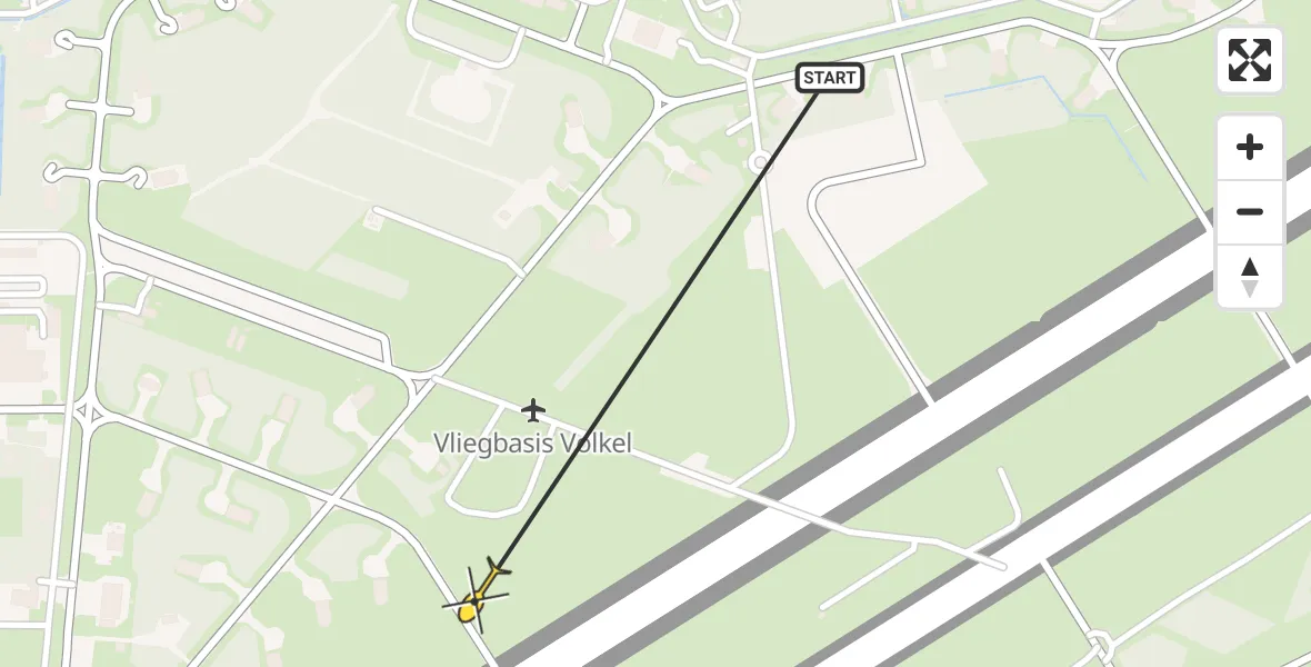 Routekaart van de vlucht: Lifeliner 3 naar Vliegbasis Volkel, Zeelandsedijk