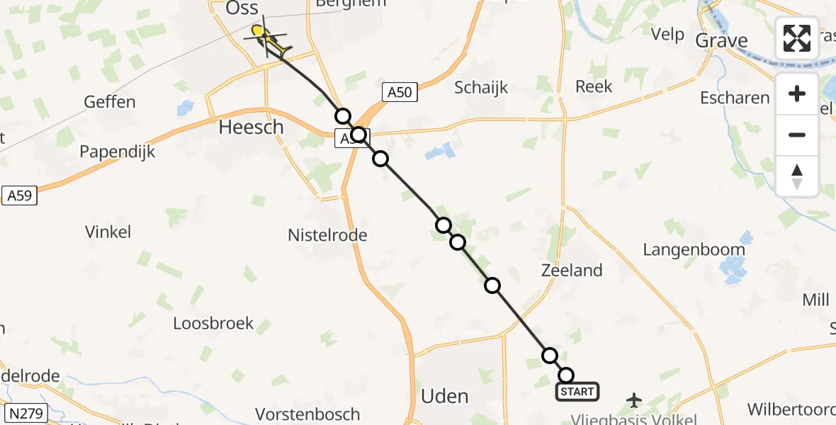 Routekaart van de vlucht: Lifeliner 3 naar Oss, Patersweg