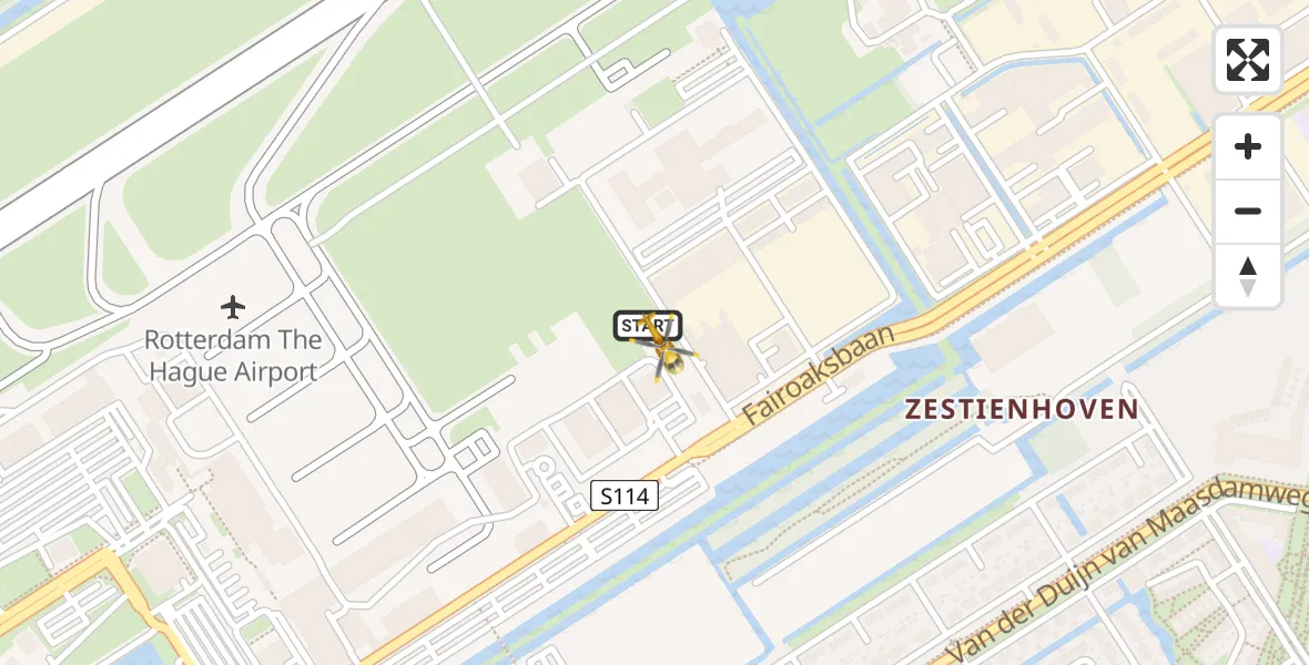 Vluchtroute Traumahelikopter Rotterdam The Hague Airport - Rotterdam The Hague Airport, 16 februari 2024, 16:02