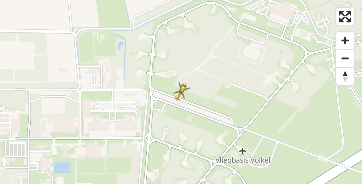 Vluchtroute Traumahelikopter van Vliegbasis Volkel naar Vliegbasis Volkel
