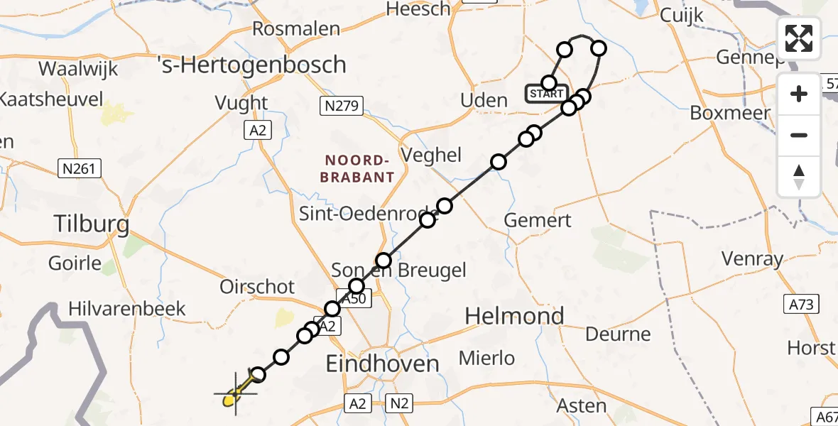Routekaart van de vlucht: Lifeliner 3 naar Vessem, Beemdsteeg