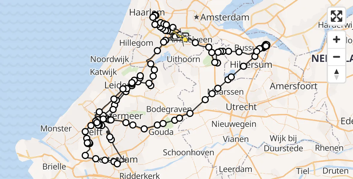 Vluchtroute Politiehelikopter van Schiphol naar Schiphol