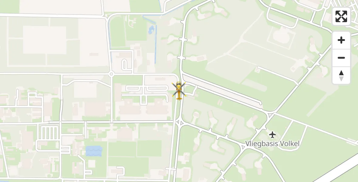 Vluchtroute Traumahelikopter van Vliegbasis Volkel naar Vliegbasis Volkel