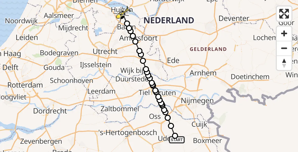 Routekaart van de vlucht: Lifeliner 3 naar Eemnes, Zeelandsedijk