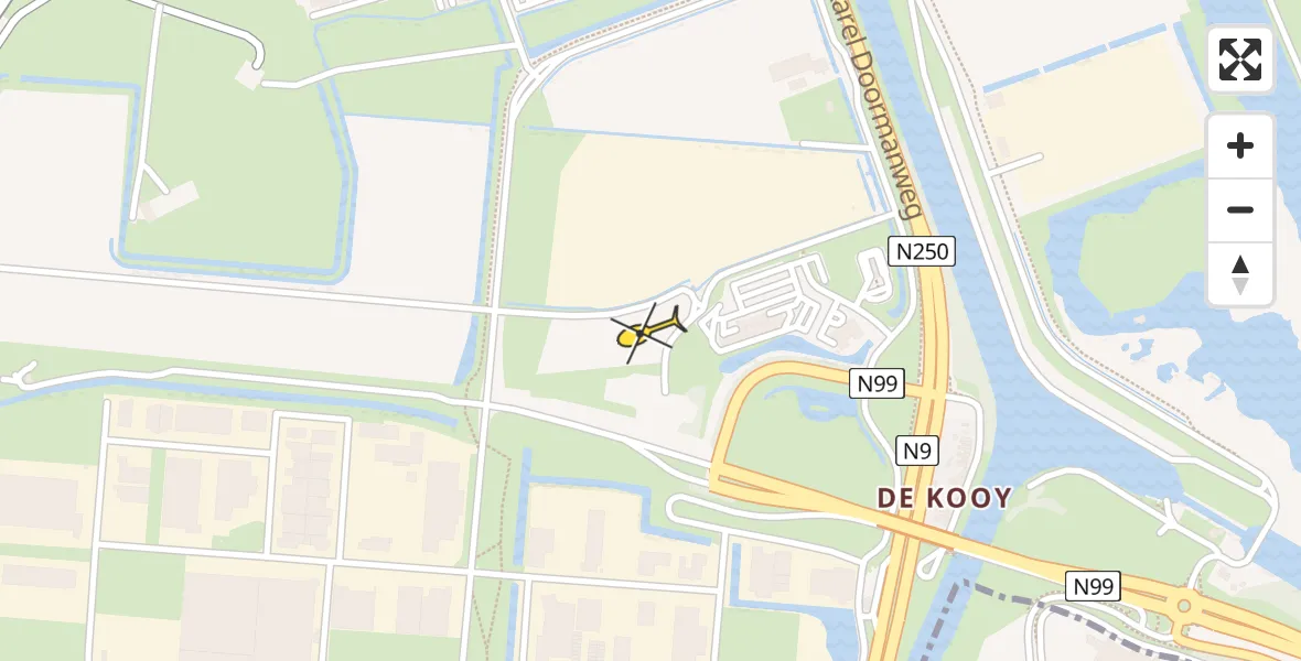 Vluchtroute Traumahelikopter van Vliegveld De Kooy naar Vliegveld De Kooy