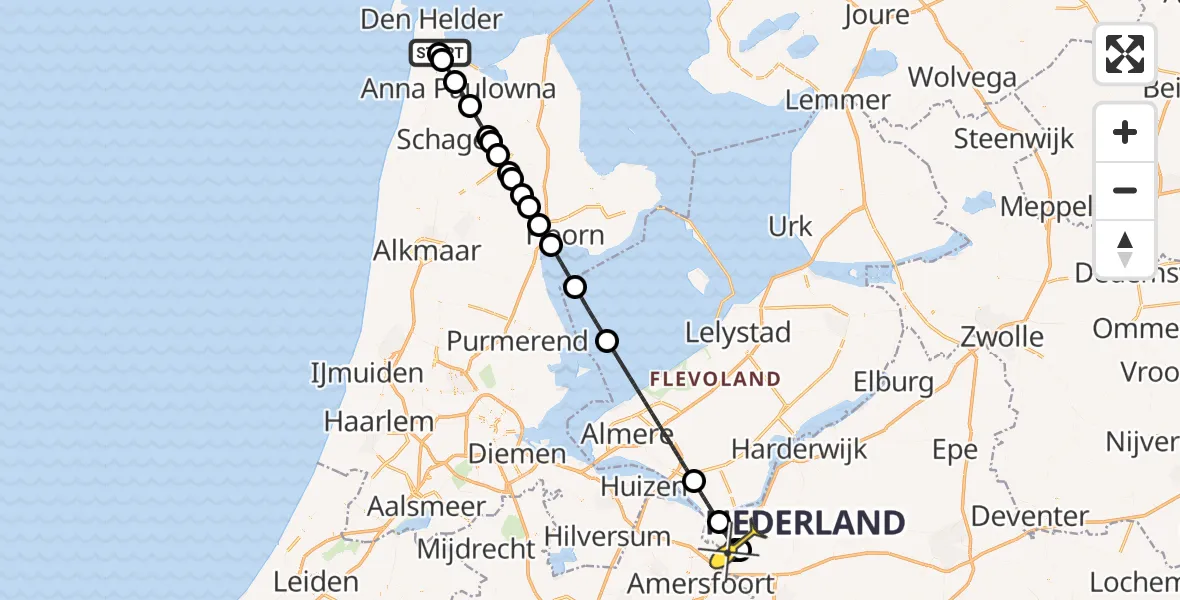 Routekaart van de vlucht: Lifeliner 1 naar Nijkerk, Karel Doormanweg