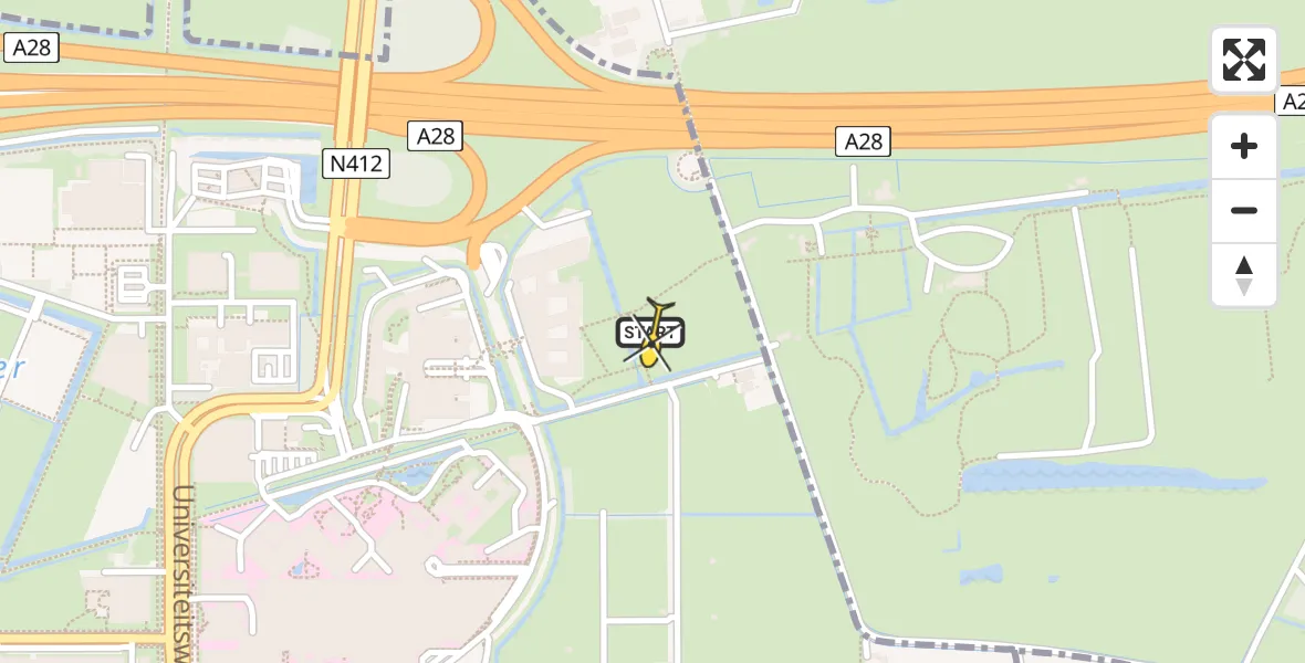 Routekaart van de vlucht: Traumahelikopter naar Universitair Medisch Centrum Utrecht, Hoofddijk