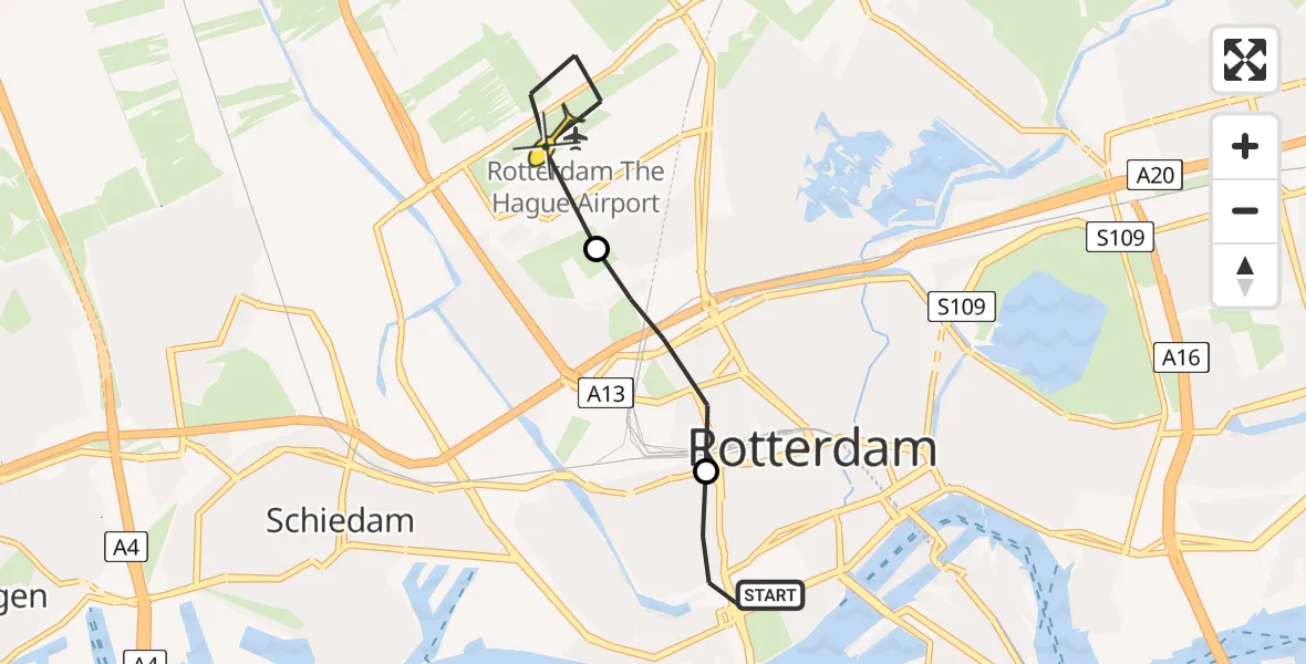 Routekaart van de vlucht: Lifeliner 2 naar Rotterdam The Hague Airport, Westzeedijk