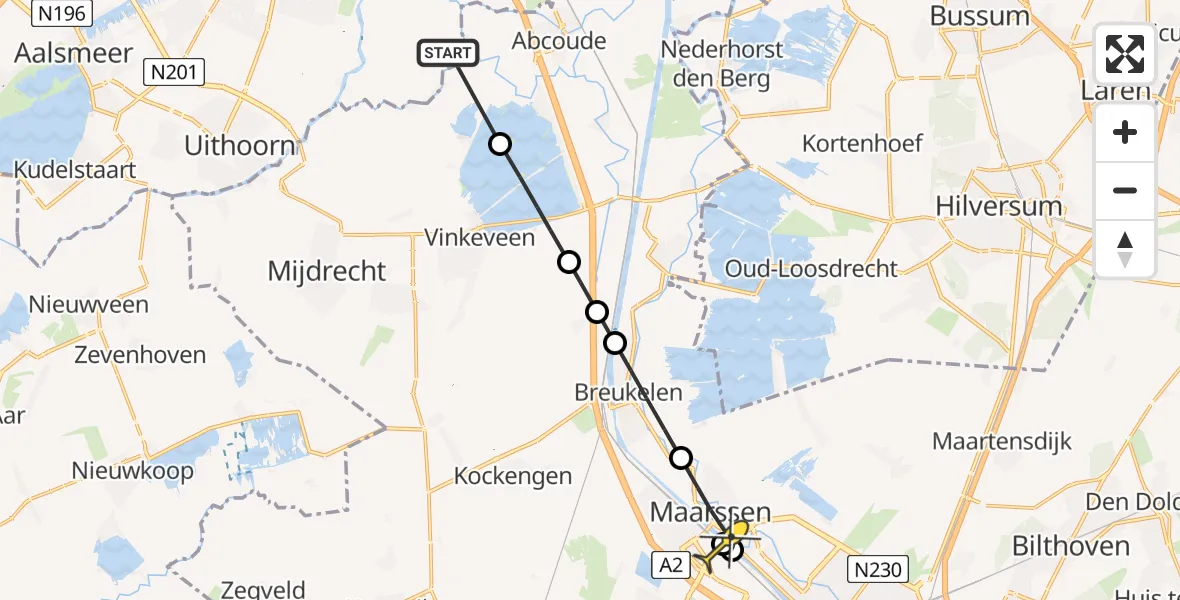 Routekaart van de vlucht: Lifeliner 1 naar Maarssen, Zuilense Ring