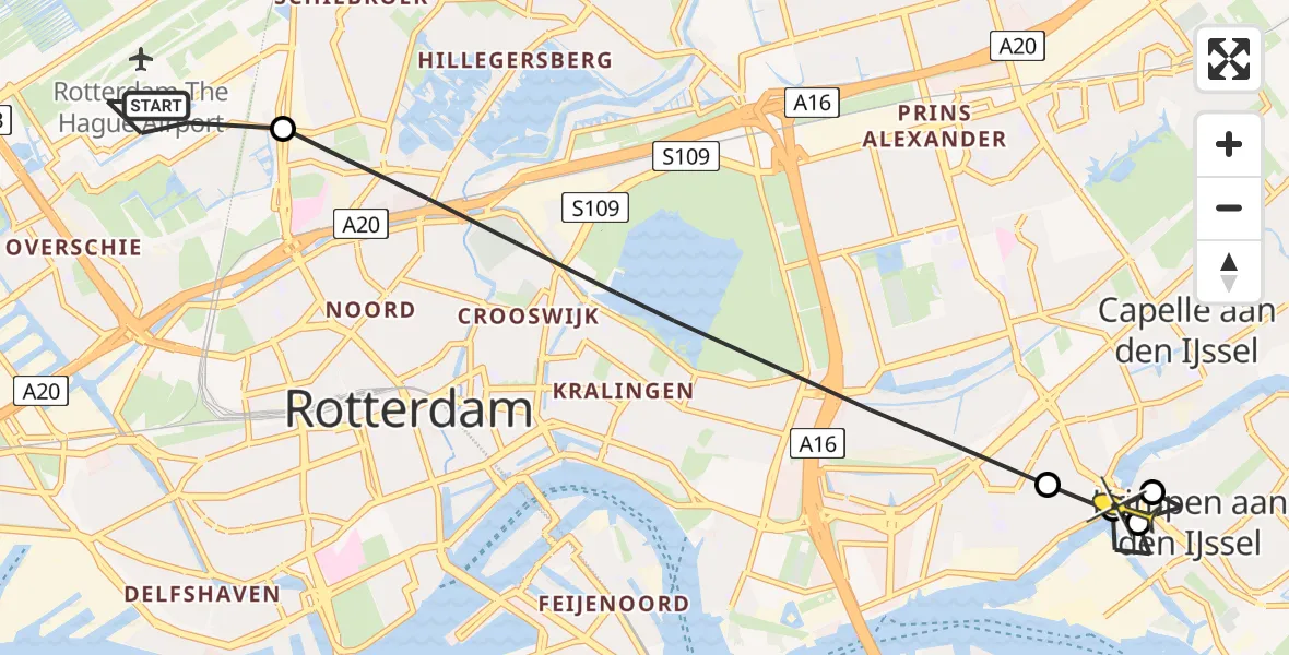 Routekaart van de vlucht: Lifeliner 2 naar Krimpen aan den IJssel, Ada Lovelacestraat