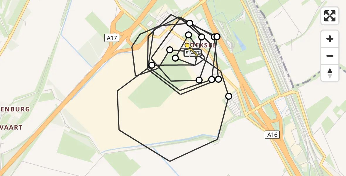 Routekaart van de vlucht: Politiehelikopter naar Zevenbergschen Hoek, Steenweg