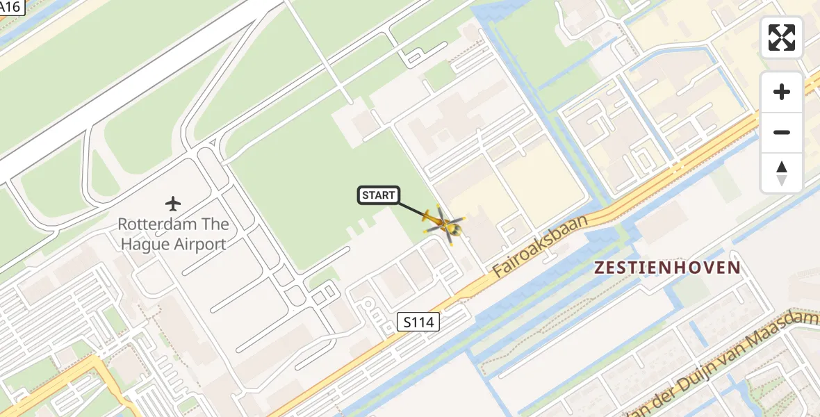 Vluchtroute Traumahelikopter Rotterdam The Hague Airport - Rotterdam The Hague Airport, 17 februari 2024, 09:13
