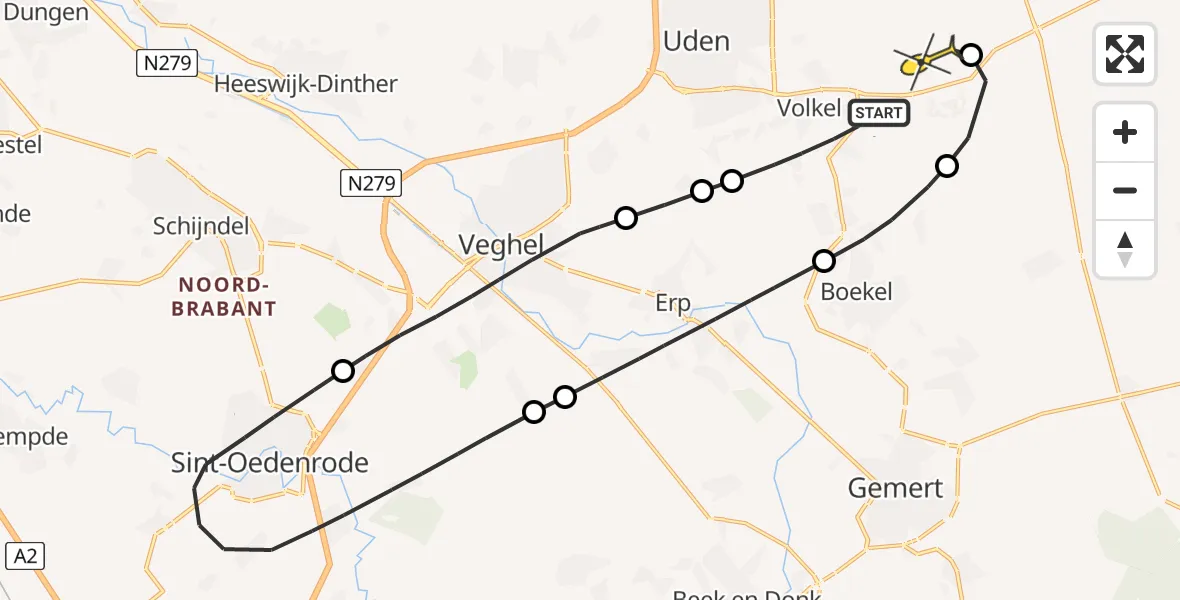 Routekaart van de vlucht: Lifeliner 3 naar Vliegbasis Volkel, Heikantsepad