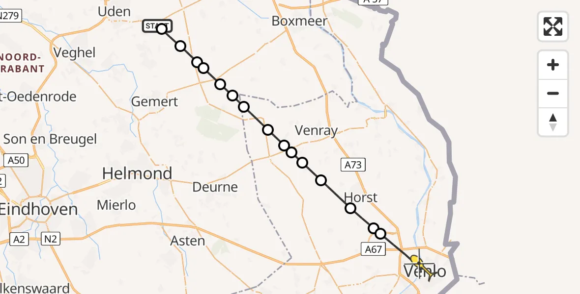 Routekaart van de vlucht: Lifeliner 3 naar Venlo, Torenvalkweg