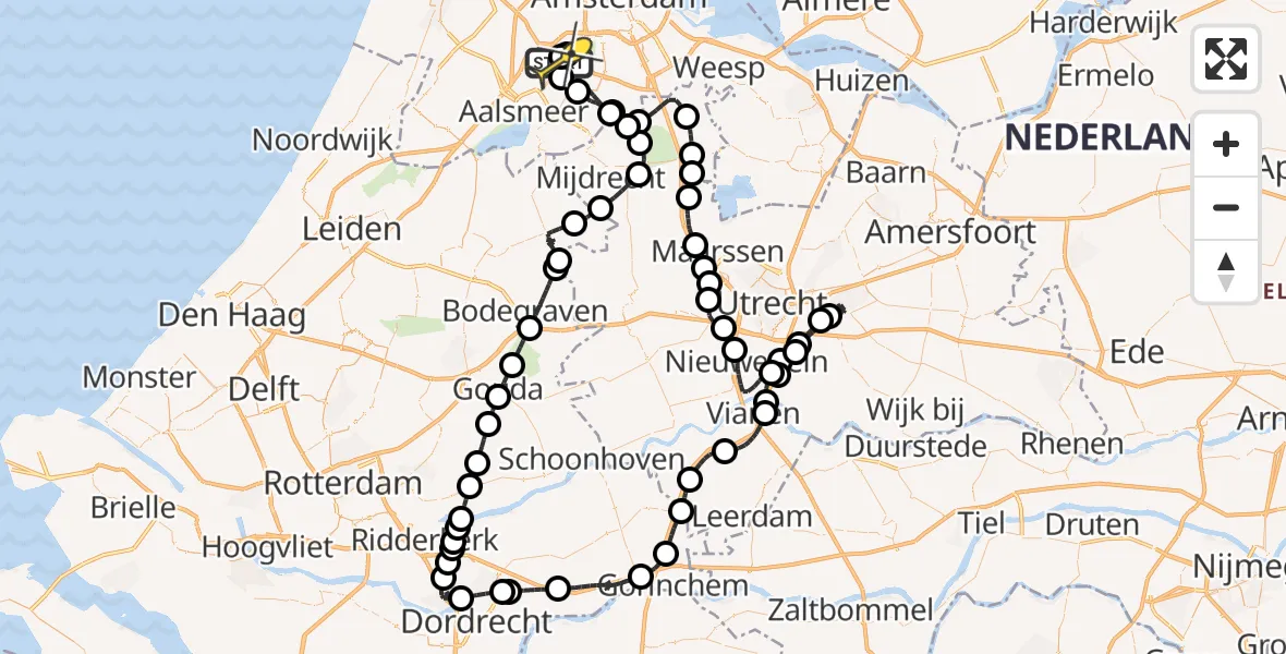 Routekaart van de vlucht: Politieheli naar Schiphol, Westerkimweg