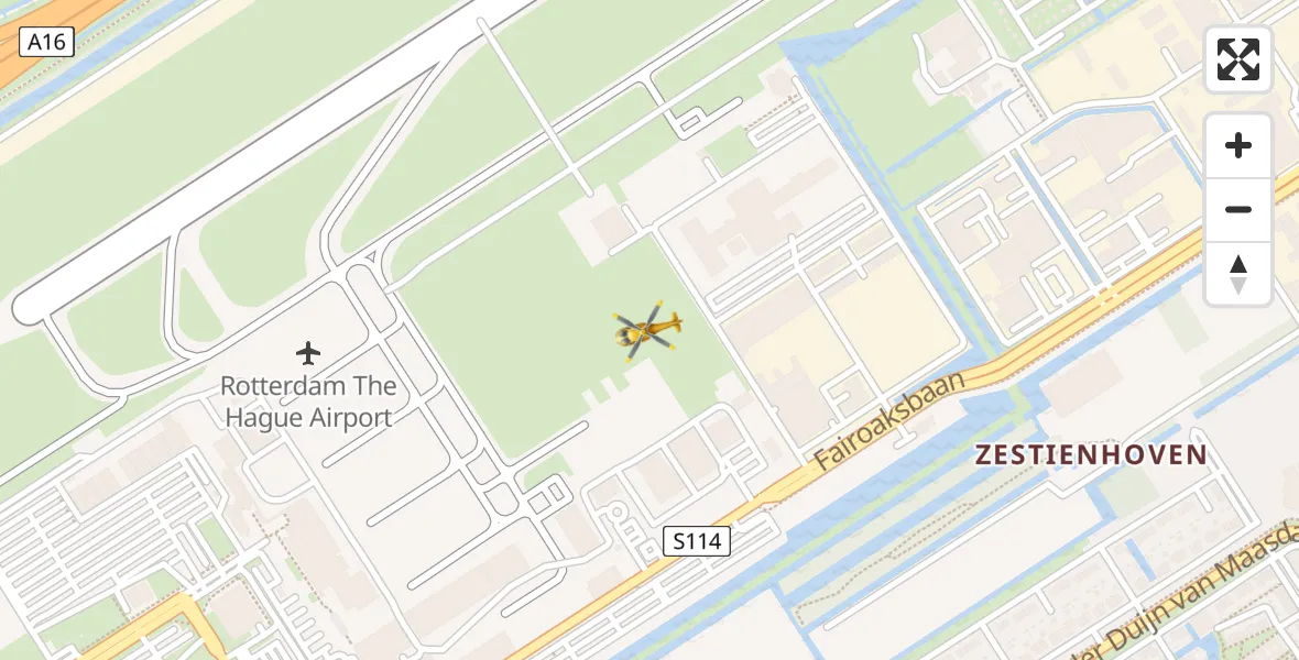 Vluchtroute Traumahelikopter Rotterdam The Hague Airport - Rotterdam The Hague Airport, 17 februari 2024, 12:06