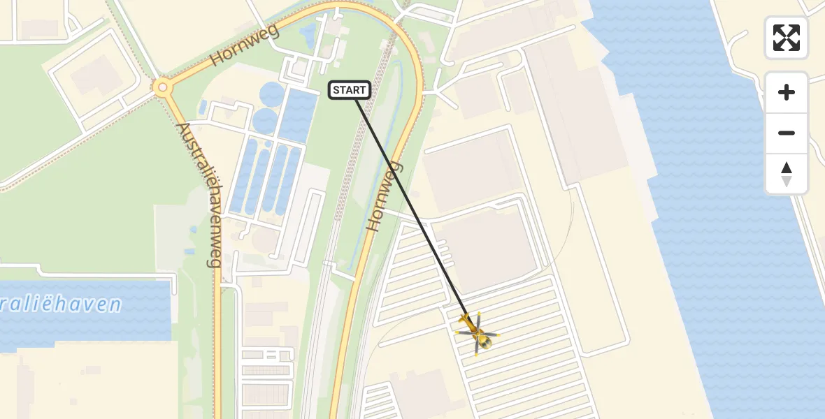 Vluchtroute Traumahelikopter van Amsterdam Heliport naar Amsterdam Heliport