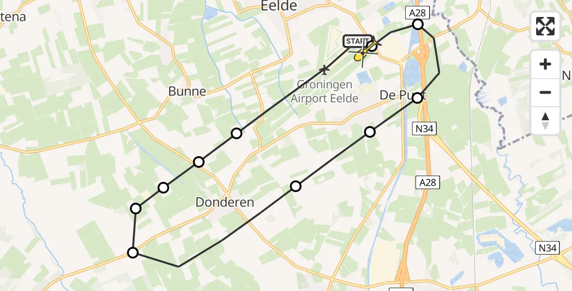Routekaart van de vlucht: Lifeliner 4 naar Groningen Airport Eelde, Lugtenbergerweg