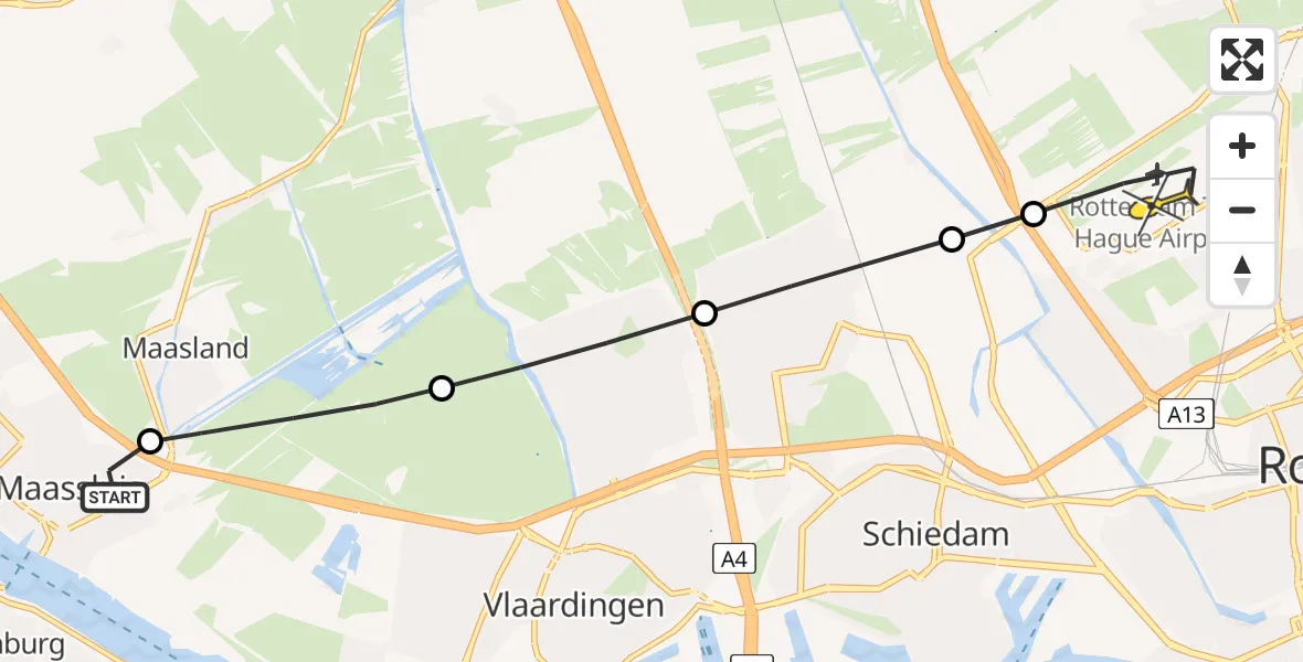 Routekaart van de vlucht: Lifeliner 2 naar Rotterdam The Hague Airport, Zuidbuurt