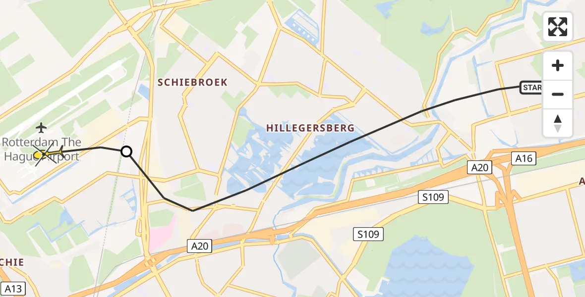 Routekaart van de vlucht: Lifeliner 2 naar Rotterdam The Hague Airport, Zonnebloemstraat