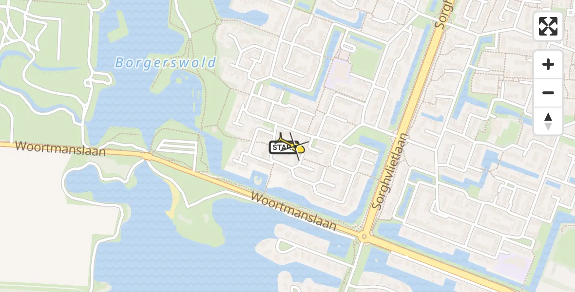 Routekaart van de vlucht: Traumahelikopter naar Veendam, Dollard