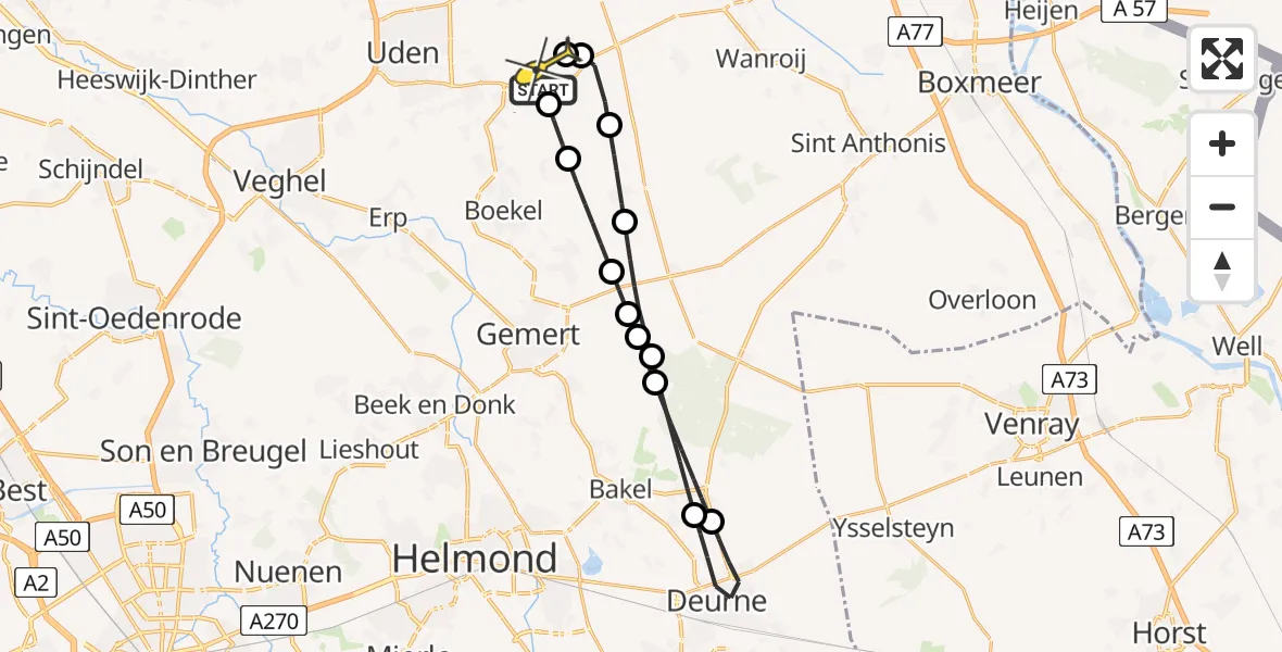 Routekaart van de vlucht: Lifeliner 3 naar Vliegbasis Volkel, Nachtegaallaan