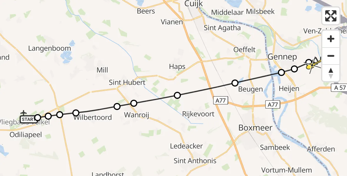 Routekaart van de vlucht: Lifeliner 3 naar Ottersum, Nieuwedijk