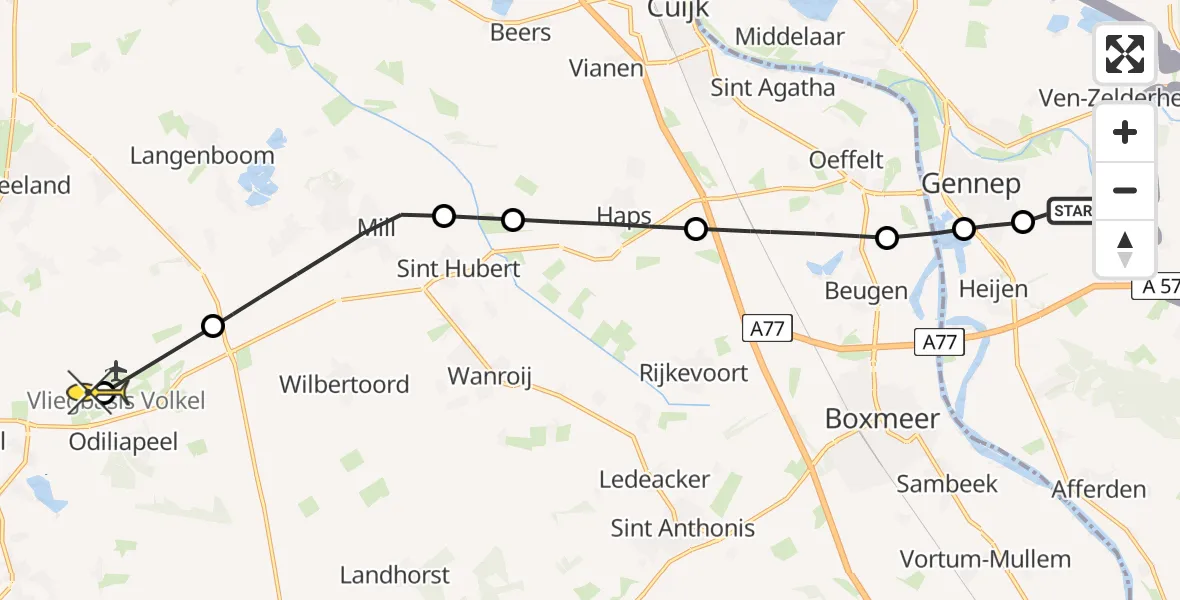 Routekaart van de vlucht: Lifeliner 3 naar Vliegbasis Volkel, Randweg