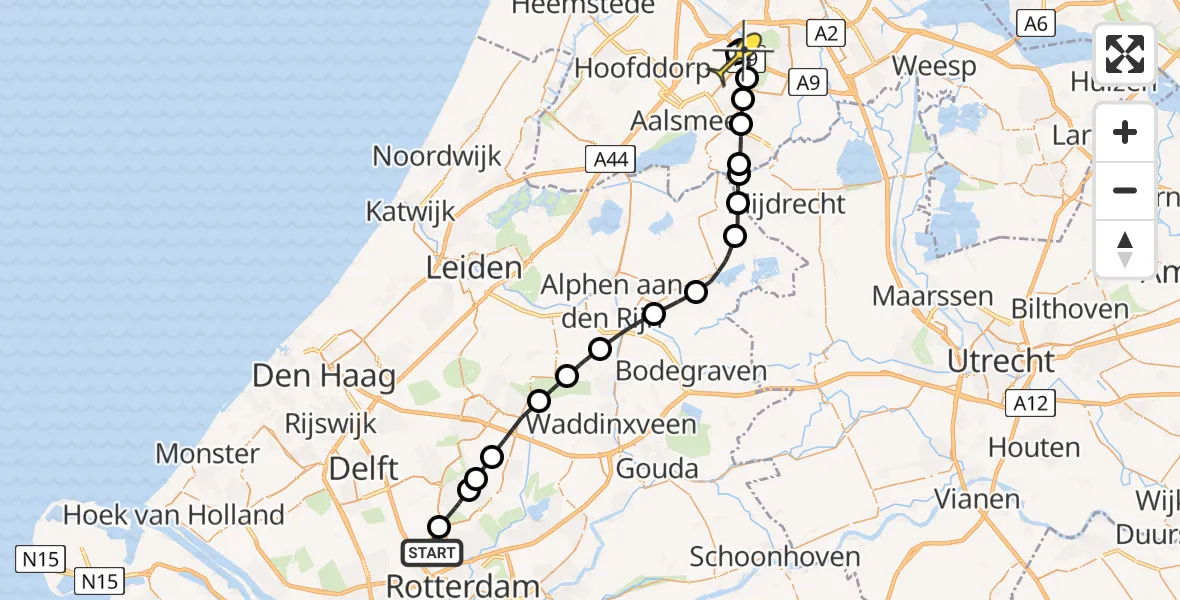 Routekaart van de vlucht: Politieheli naar Schiphol, Doenkadepad