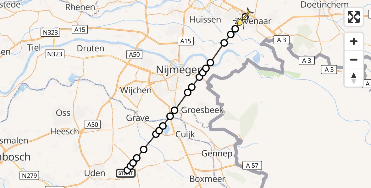 Routekaart van de vlucht: Lifeliner 3 naar Groessen, Voorpeel