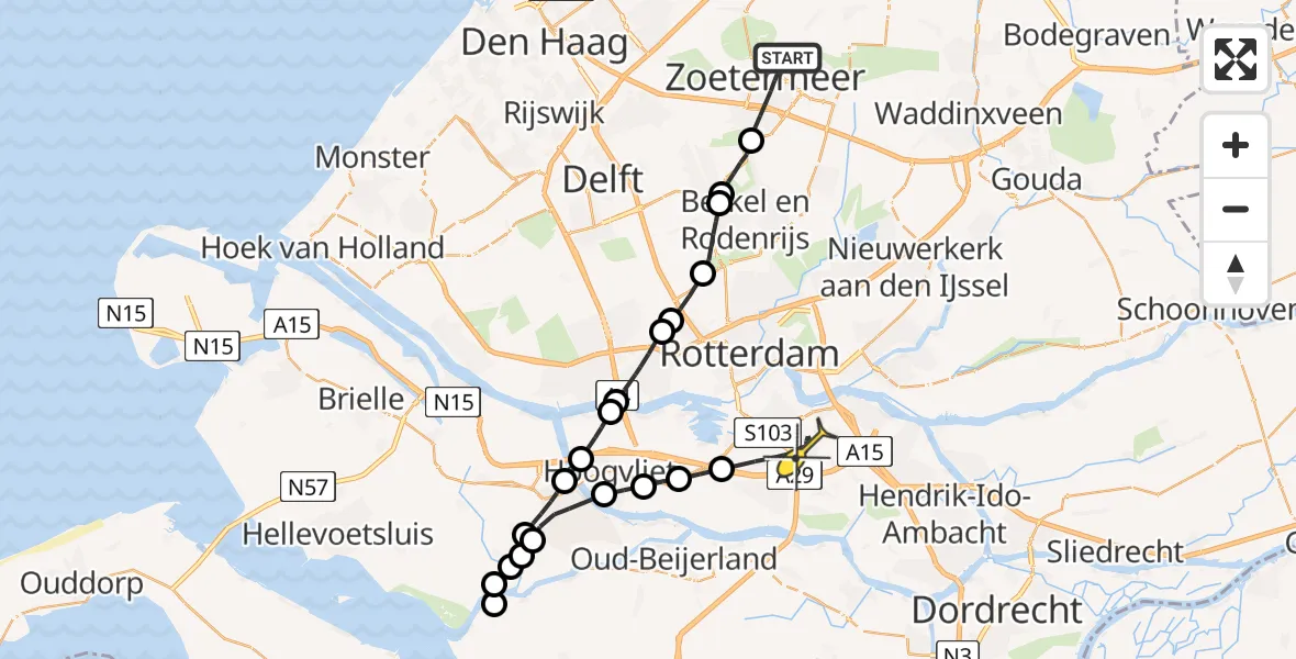 Routekaart van de vlucht: Lifeliner 2 naar Rotterdam, Bordeauxstraat