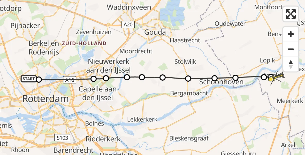 Routekaart van de vlucht: Lifeliner 2 naar Ameide, P10