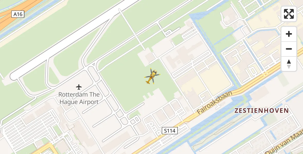 Vluchtroute Traumahelikopter Rotterdam The Hague Airport - Rotterdam The Hague Airport, 18 februari 2024, 11:15