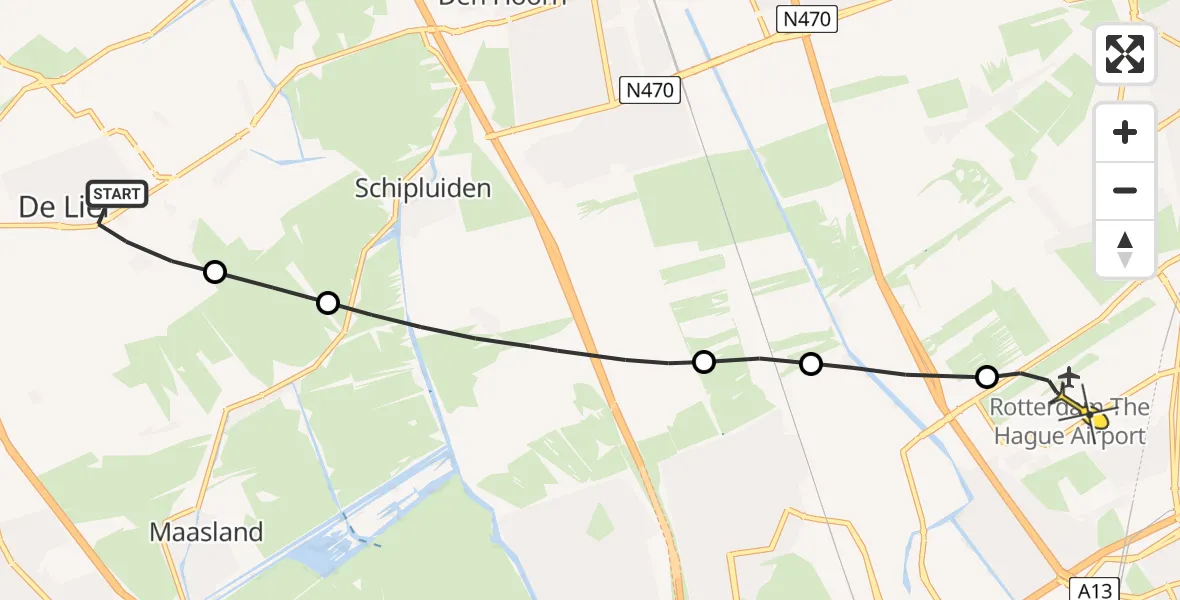 Routekaart van de vlucht: Lifeliner 2 naar Rotterdam The Hague Airport, Burgerdijkseweg